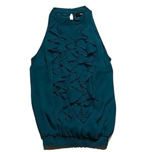 Mossimo Cascading Ruffle High Neck Keyhole Top